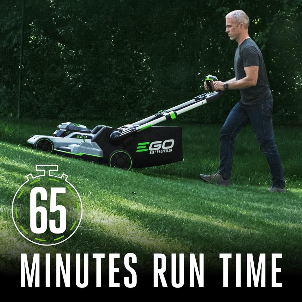 21-Inch 56V Self-Propelled Cordless Lawn Mower with 2 x 4.0Ah Batteries and Rapid Charger, Black