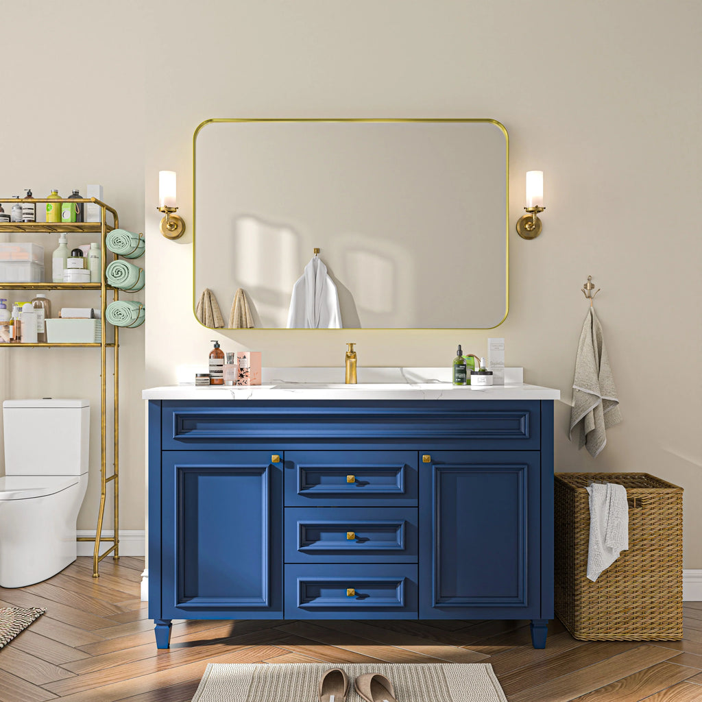 Aluminum Alloy Rounded Corner Vanity Mirror, Modern Wall Mounted Mirror for Bathroom, Bedroom and Home Decor