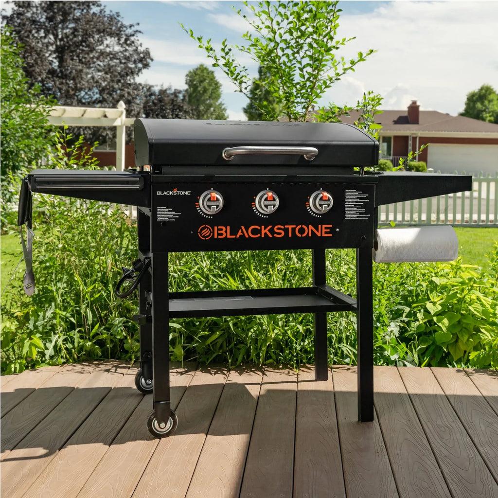 28-Inch XL 3-Burner Griddle with Hood, Black