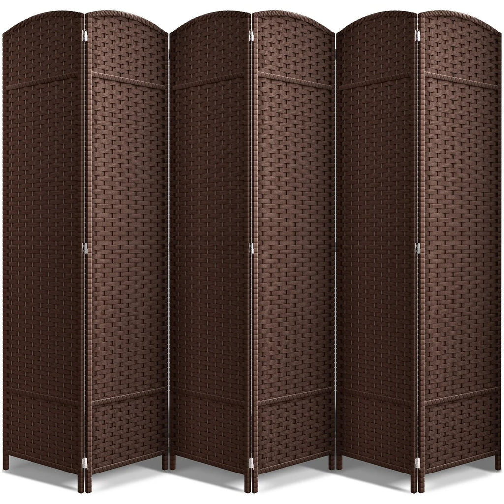 6 Panel Room Divider, 6ft Tall Extra Wide Folding Privacy Screen with Hand-Woven Mesh Panels