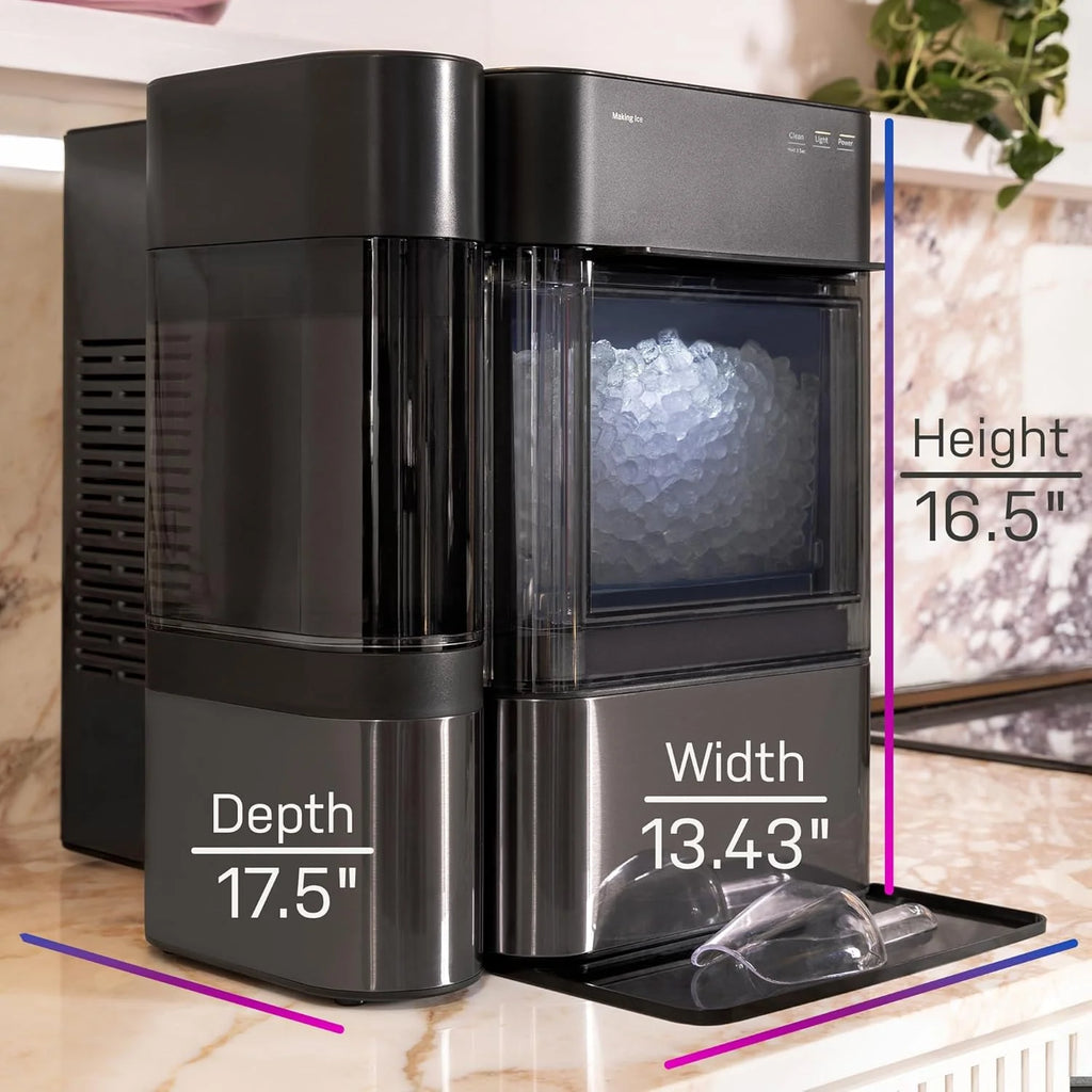 Countertop Nugget Ice Maker with 1-Gallon Water Tank, Makes 38 lbs of Pellet Ice in 24 Hours, WiFi Smart Connectivity, Includes Ice Scoop, Stainless Steel