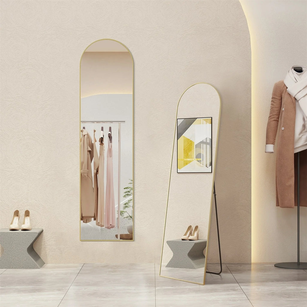 Full Length Mirror with Stand, Aluminum Alloy Frame Full Body Floor Mirror for Bedroom and Cloakroom