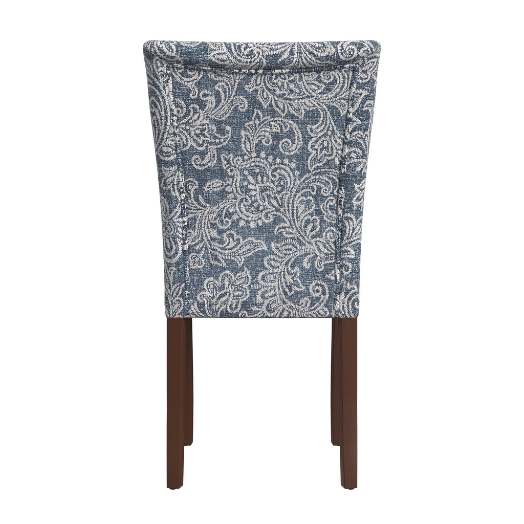 Set of 2 Upholstered Medallion Dining Chairs, Comfortable Parsons Style Chairs for Kitchen and Dining Room
