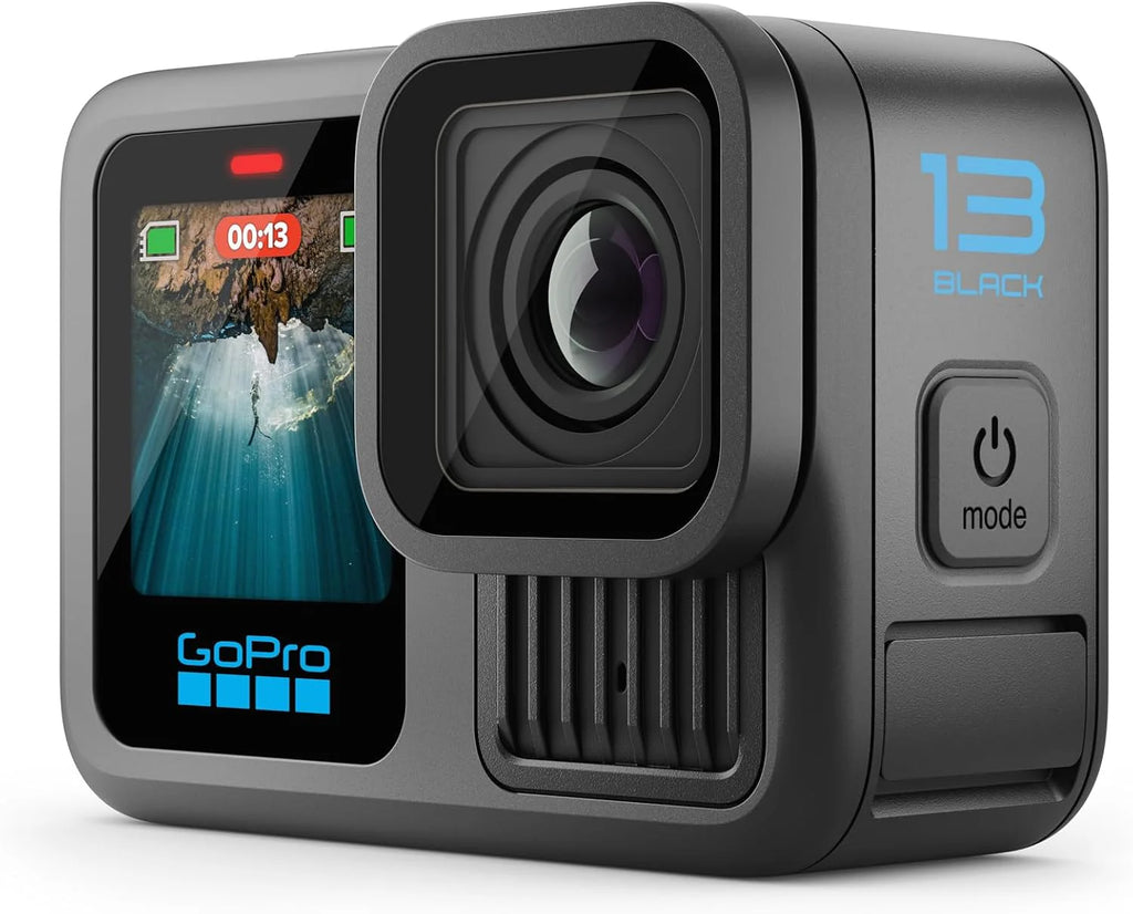 Waterproof Action Camera, 5.3K 60FPS Video, 27MP Photos, Wide-Angle Lens Compatibility, Black