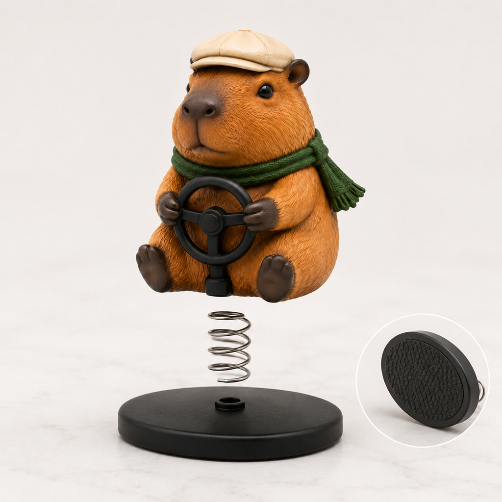 Bobble-Drive Capybara Dashboard Ornament