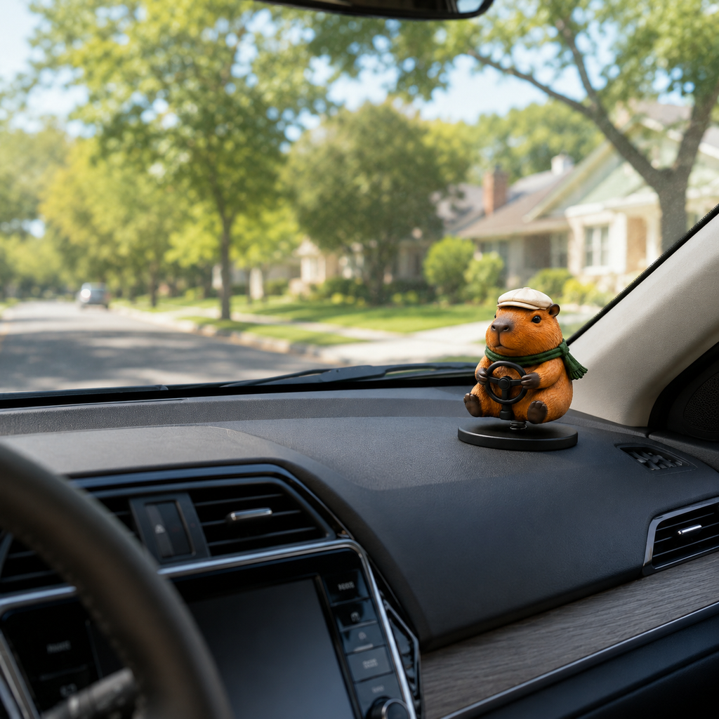 Bobble-Drive Capybara Dashboard Ornament