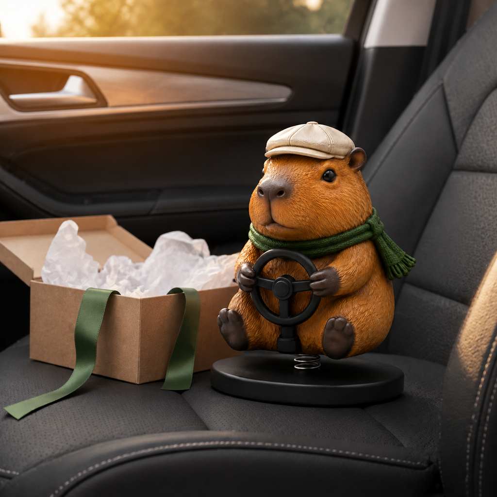 Bobble-Drive Capybara Dashboard Ornament