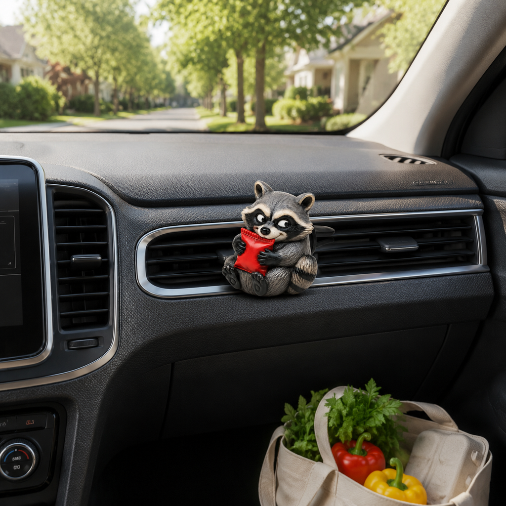 Snack Bandit Raccoon Car Vent Clip