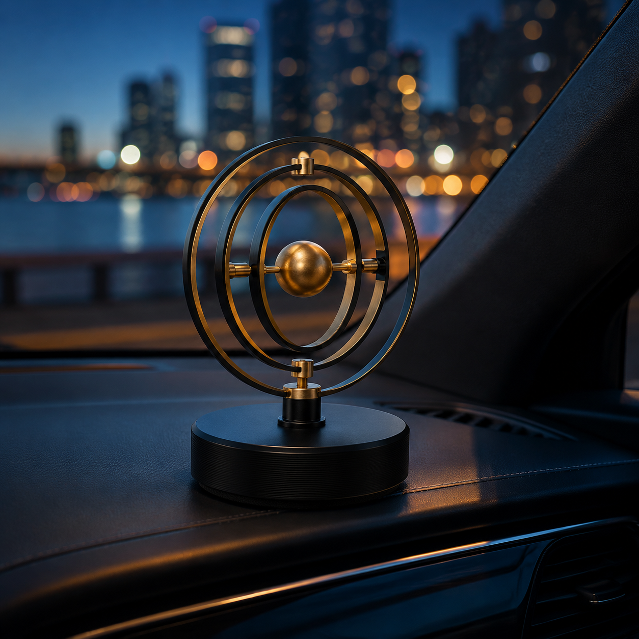 Kinetic Orbit Ring Dashboard Sculpture