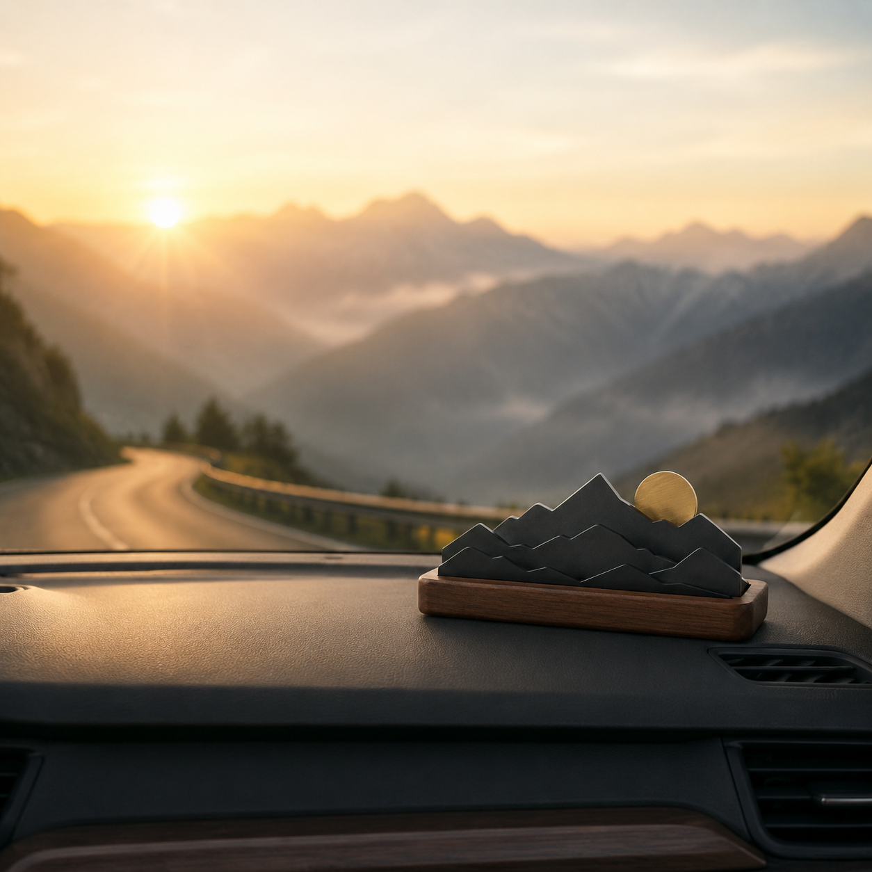 Mountain & Rising Sun Dashboard Sculpture