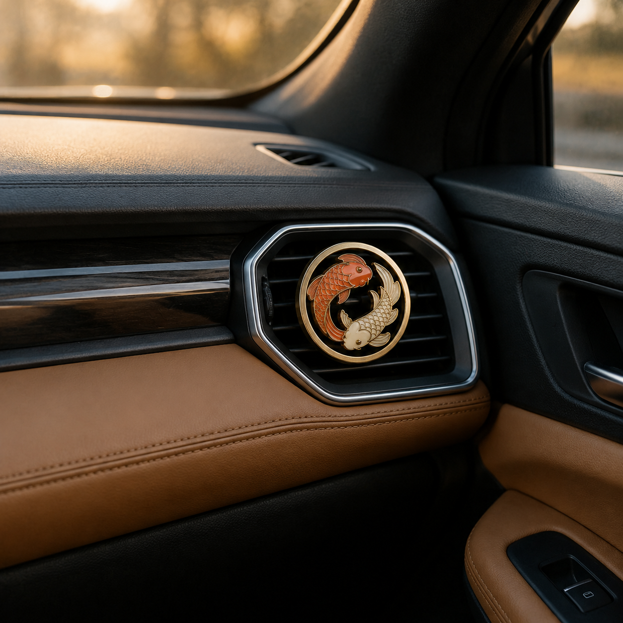Koi Harmony Spinner Car Vent Clip