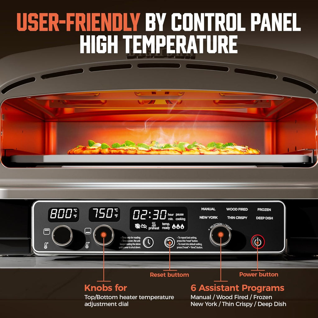 14-Inch Countertop Electric Pizza Oven, Stainless Steel