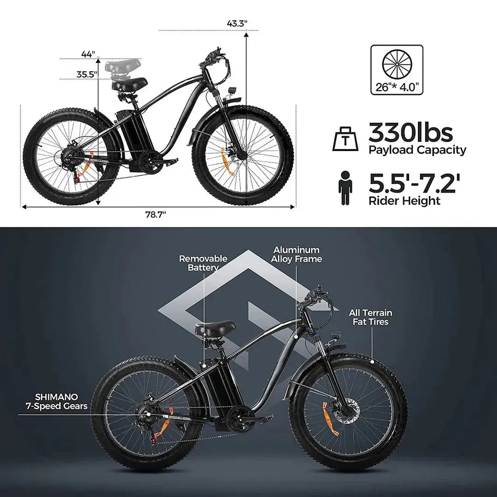 Outdoor electric bike with 48V/15Ah lithium battery