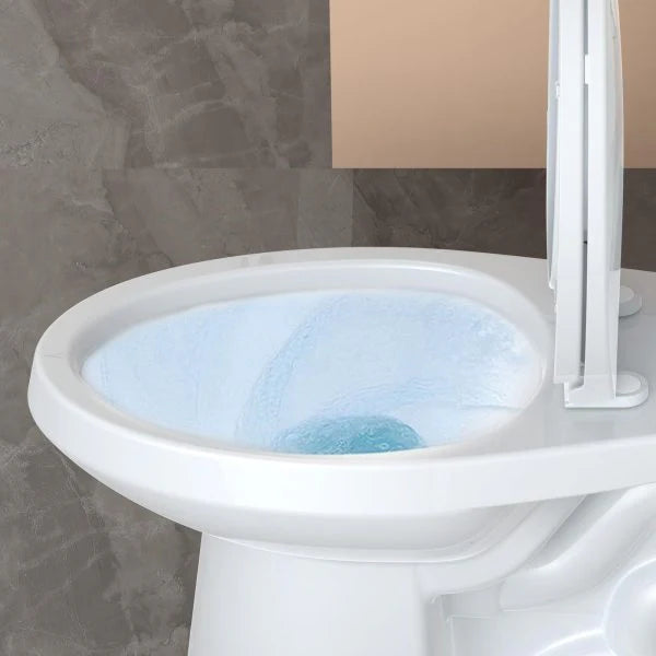 Two-Piece Elongated Toilet with Soft-Close Seat, 1.28 GPF Siphonic Flush, Universal Height, Cotton White