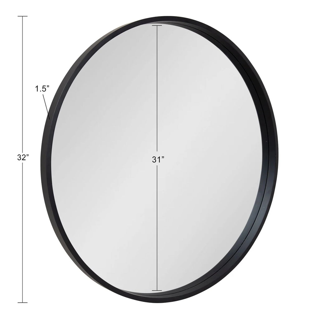 Round Wood Accent Wall Mirror, Modern Decorative Wooden Frame Mirror for Living Room, Bedroom and Entryway