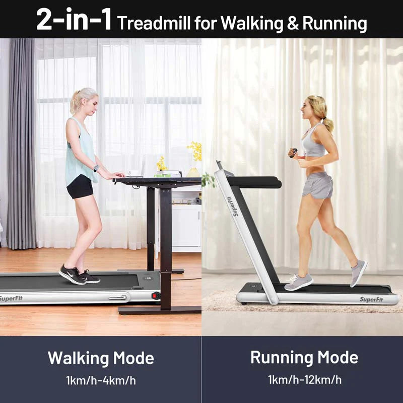 2-in-1 Folding Electric Treadmill, 2.25 HP, Under-Desk, with Dual Display and Smart App Control