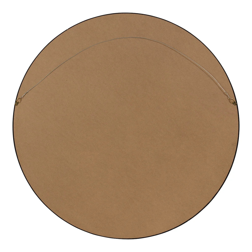 Round Wood Accent Wall Mirror, Modern Decorative Wooden Frame Mirror for Living Room, Bedroom and Entryway
