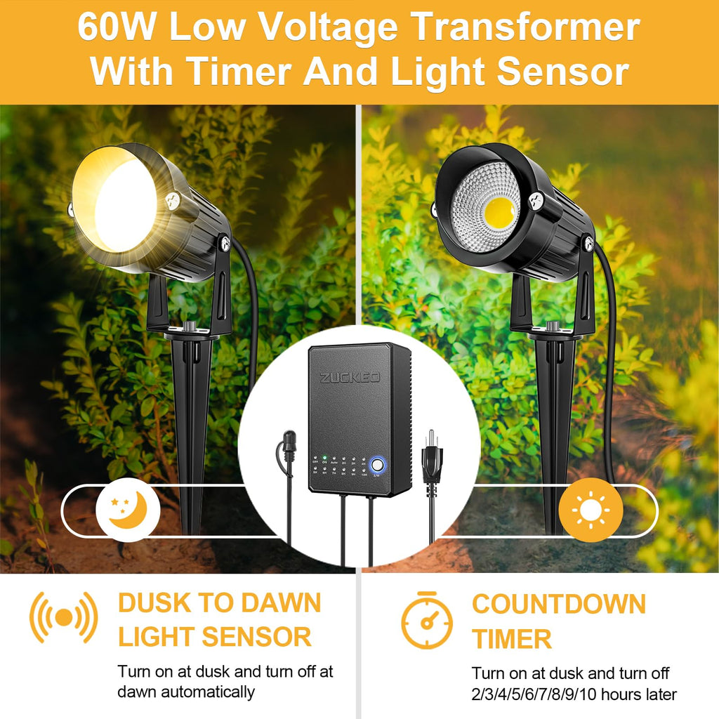 8 Pack 5W LED Landscape Lighting Kit, 3000K Warm White Low Voltage Outdoor Garden Pathway Lights