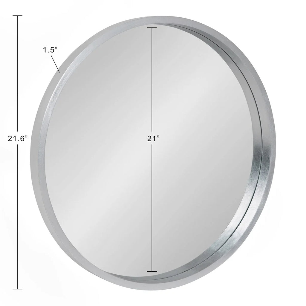 Round Wood Accent Wall Mirror, Modern Decorative Wooden Frame Mirror for Living Room, Bedroom and Entryway
