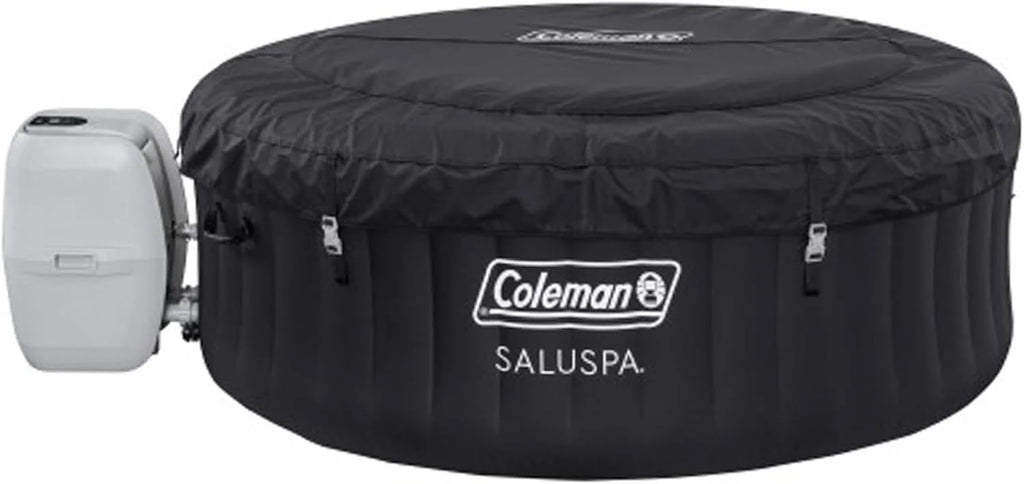 2-4 Person Inflatable Hot Tub, Portable Round Outdoor Spa with 120 Soothing Air Jets and Insulated Cover, Black