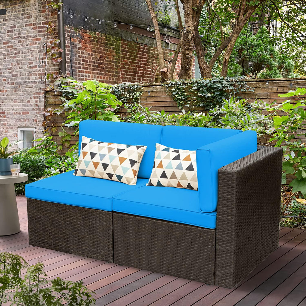 5-Piece All-Weather Patio Furniture Set with Cushions, Outdoor Wicker Conversation Sofa Set for Garden, Deck & Backyard
