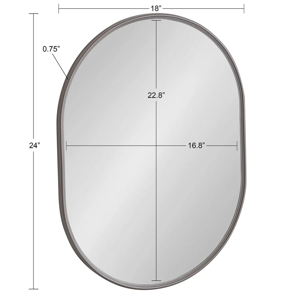 Modern Capsule Framed Wall Mirror, Decorative Oval Accent Mirror for Living Room, Bedroom and Entryway