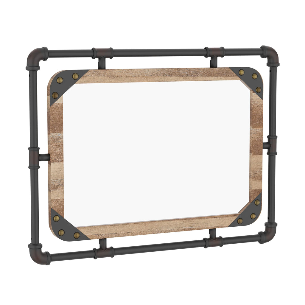 31 Inch Industrial Metal Floating Wall Mirror, Modern Decorative Wall Mirror