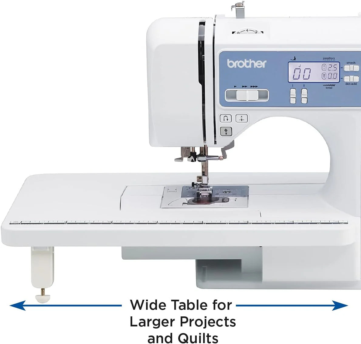 Computerized Sewing and Quilting Machine, 165 Built-in Stitches, LCD Display, Wide Table, 8 Included Presser Feet, White, 20 x 12 x 17 Inches