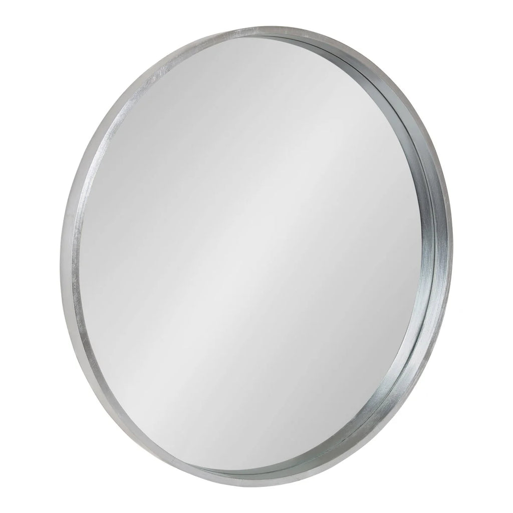 Round Wood Accent Wall Mirror, Modern Decorative Wooden Frame Mirror for Living Room, Bedroom and Entryway