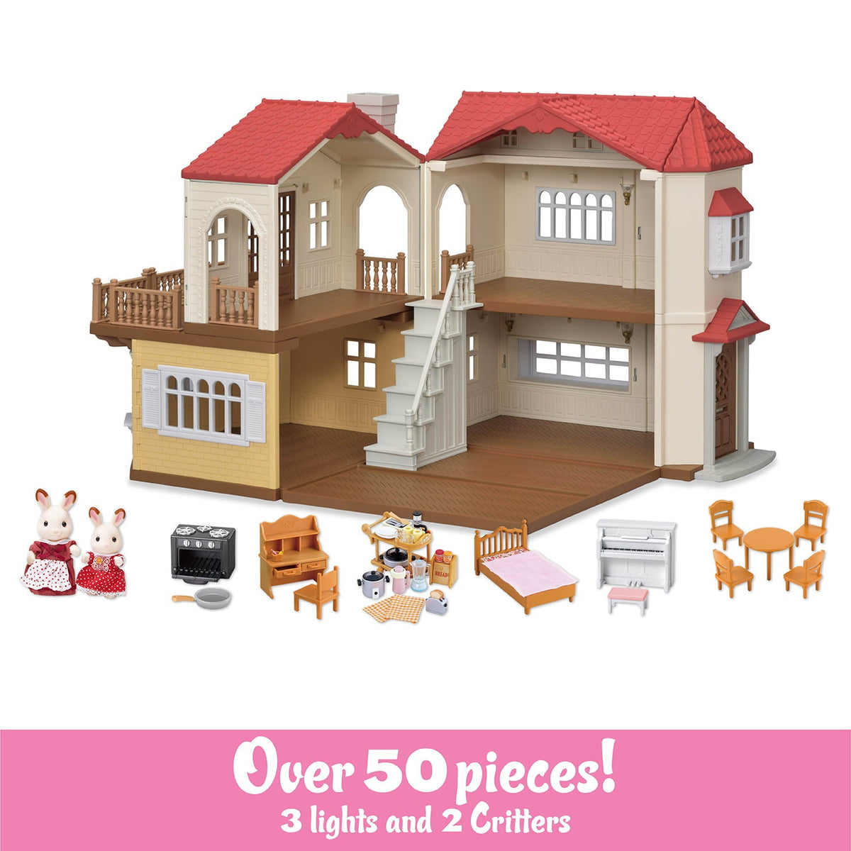 Dollhouse Playset with Figures, Furniture and Accessories