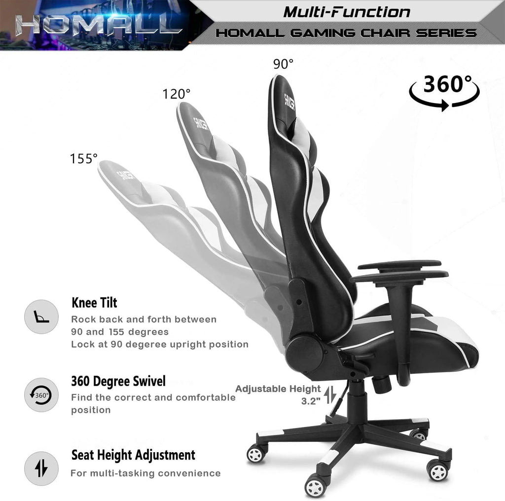 Ergonomic Leather Gaming Chair, High Back Computer Desk and Office Chair for Gaming, Home Office and Work