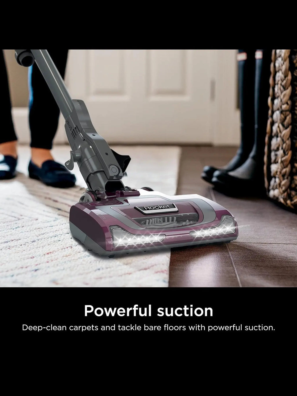Lightweight Corded Stick Vacuum with XL Dust Cup, LED Headlights and Pet Hair Tools, Bordeaux/Silver