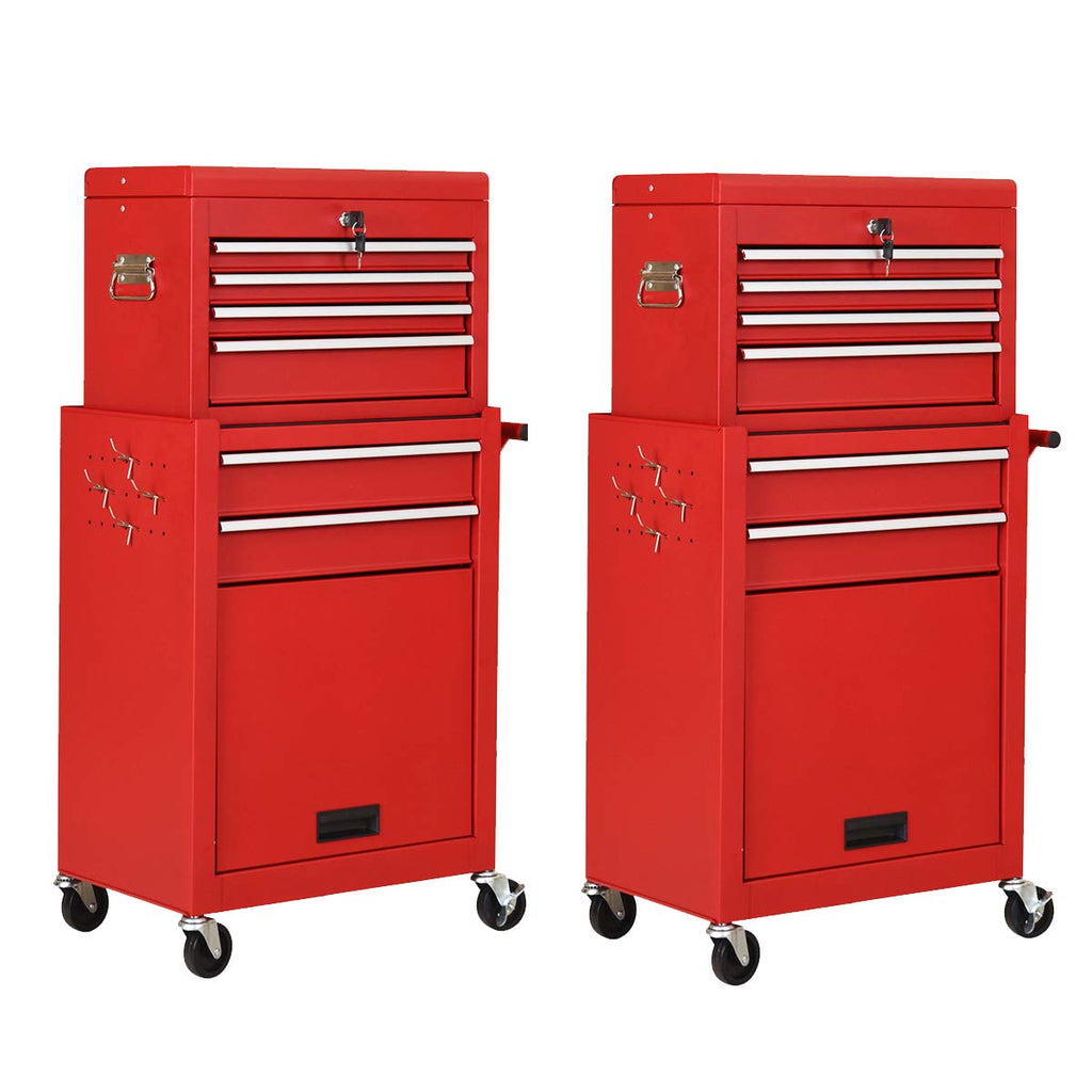 2-Piece 6-Drawer Rolling Tool Chest – Toolbox Set of 2