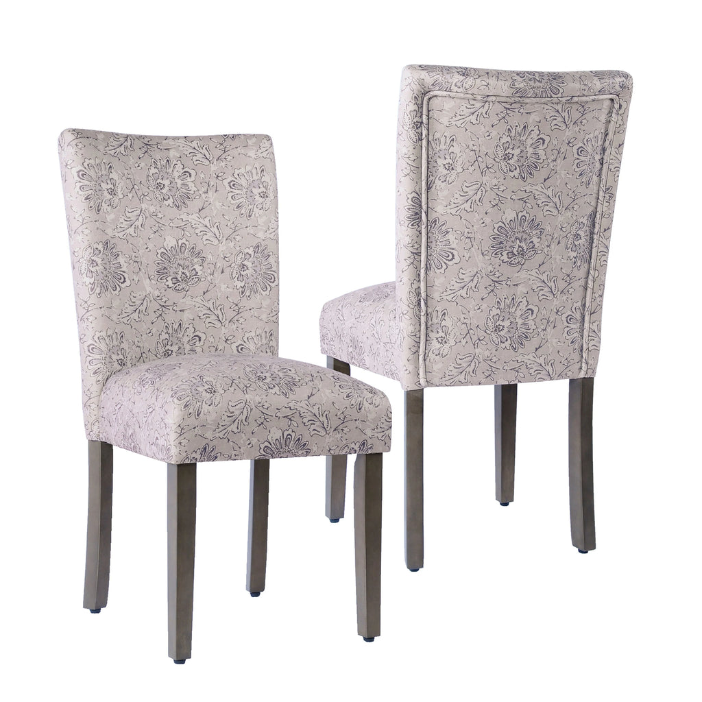 Set of 2 Upholstered Medallion Dining Chairs, Comfortable Parsons Style Chairs for Kitchen and Dining Room