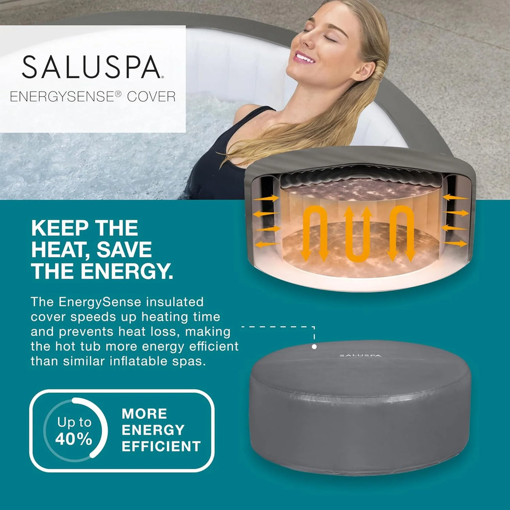 71 x 26-Inch Inflatable Hot Tub Spa for 2-4 Persons, Portable, with 2 Covers, Black