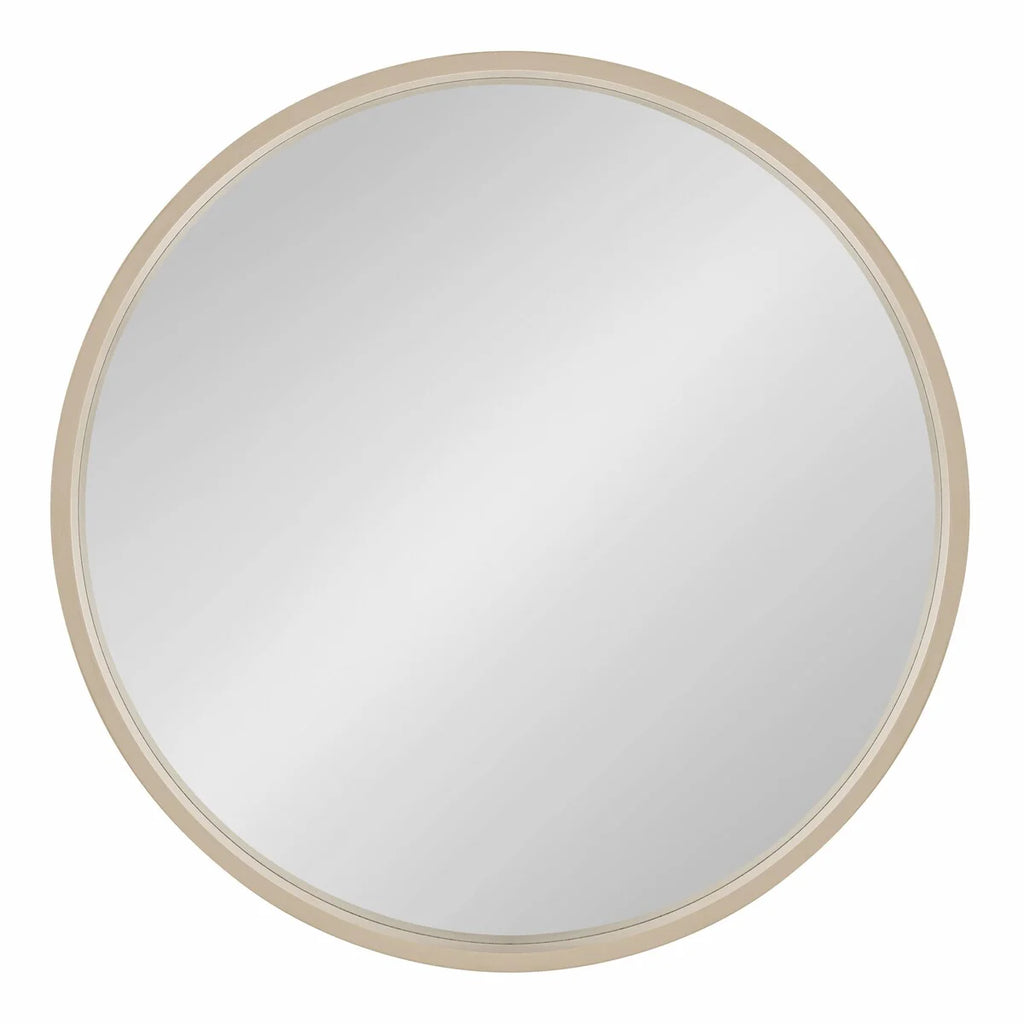 Round Wood Accent Wall Mirror, Modern Decorative Wooden Frame Mirror for Living Room, Bedroom and Entryway