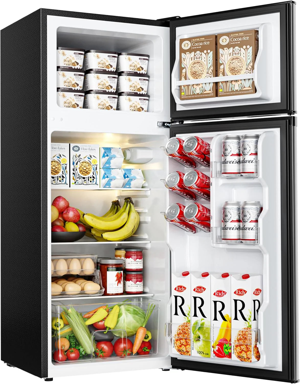3.2 Cu. Ft. 2-Door Mini Fridge with Freezer, Compact Refrigerator, Silver