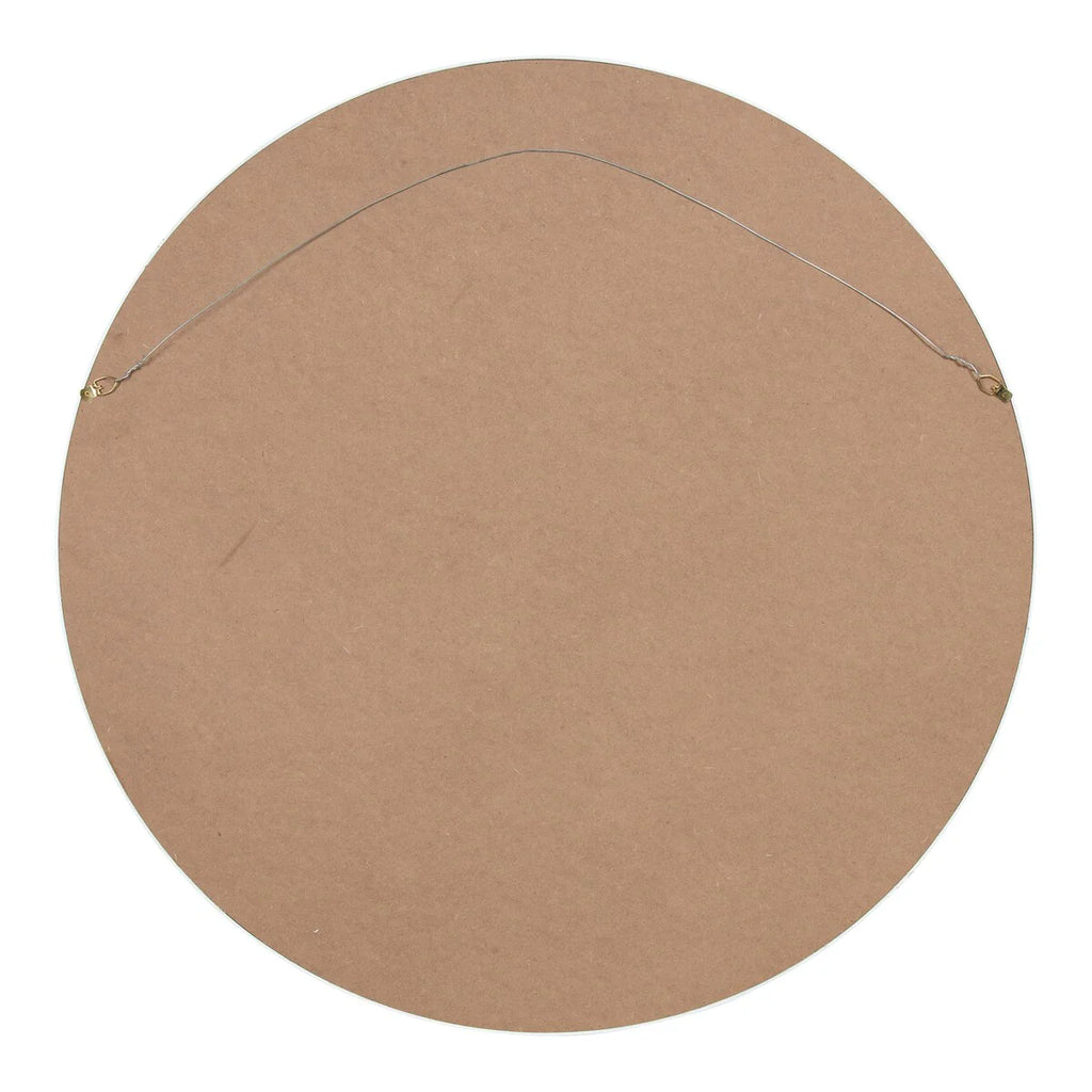 Round Wood Accent Wall Mirror, Modern Decorative Wooden Frame Mirror for Living Room, Bedroom and Entryway