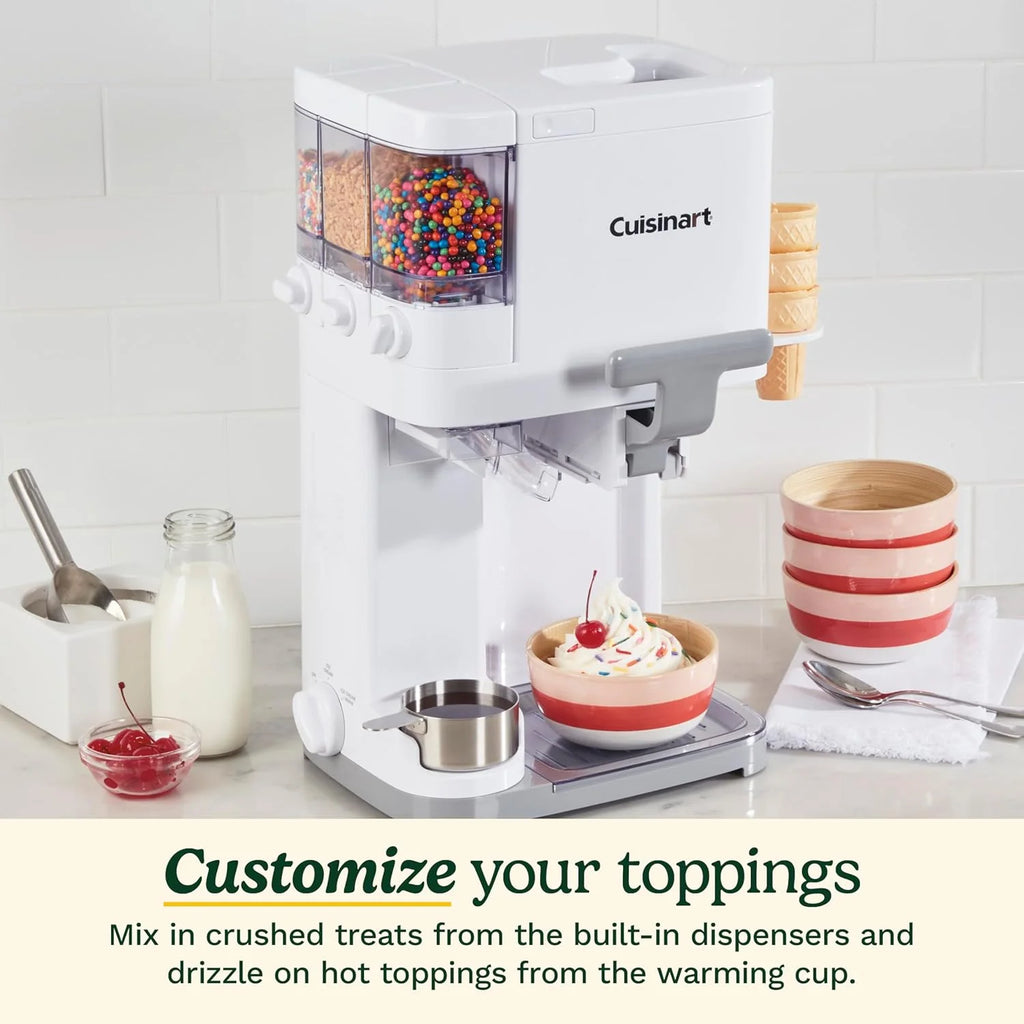 1.5 Qt Soft Serve Ice Cream Machine – 3 Built-In Mix-In Dispensers with Warming Plate