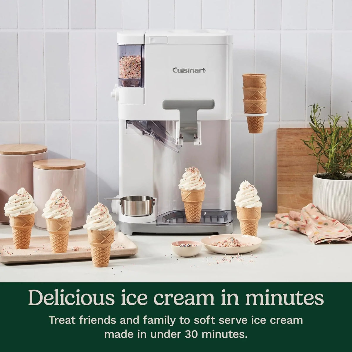 1.5 Qt Soft Serve Ice Cream Machine – 3 Built-In Mix-In Dispensers with Warming Plate