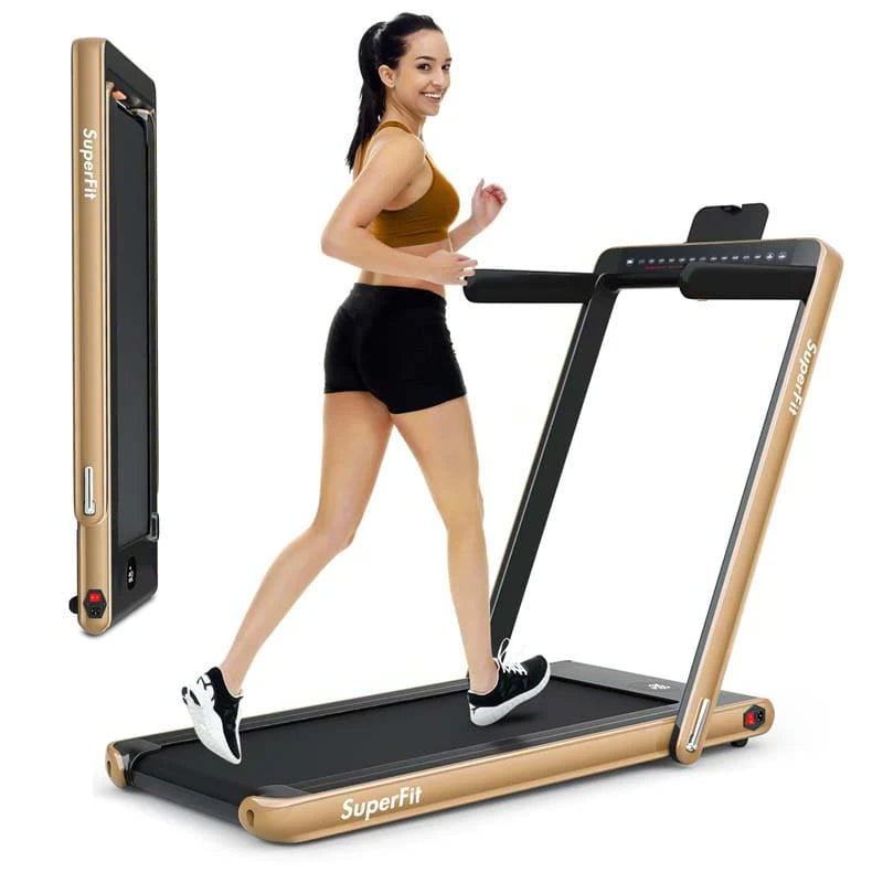 2-in-1 Folding Electric Treadmill, 2.25 HP, Under-Desk, with Dual Display and Smart App Control
