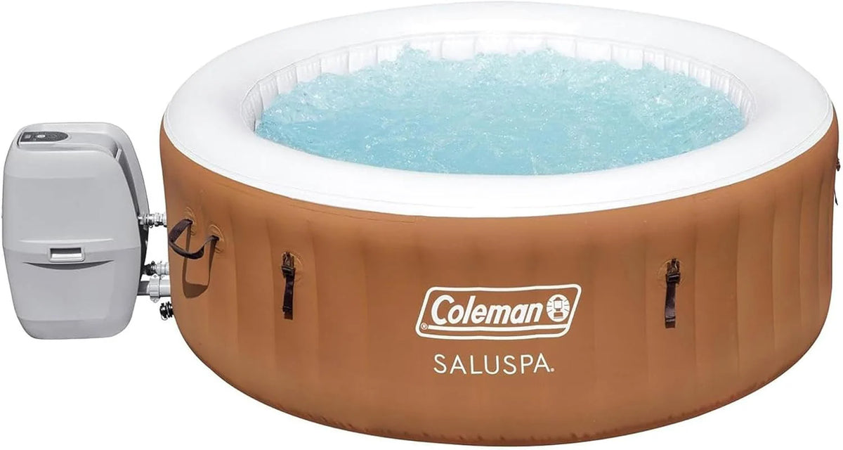 2-4 Person Inflatable Hot Tub, Portable Round Outdoor Spa with 120 Soothing Air Jets and Insulated Cover, Black