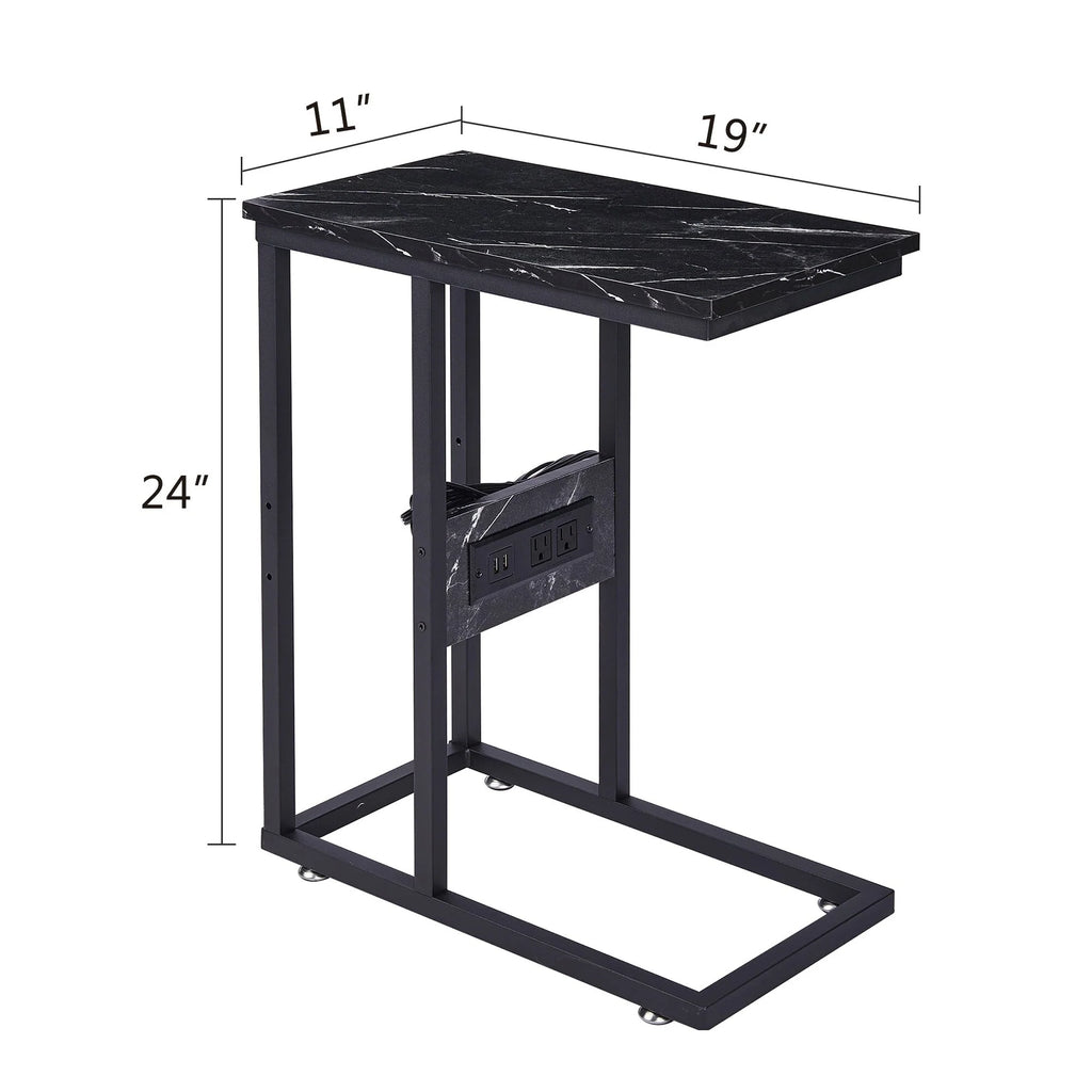 Set of 2 C-Shaped Sofa Side Tables, Small End Tables for Living Room, Bedside and TV Tray
