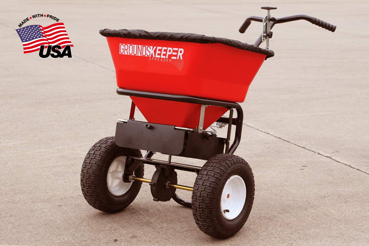 100-Lb. Walk-Behind Push Spreader for Grass Seed, Salt, De-Icer and Fertilizer