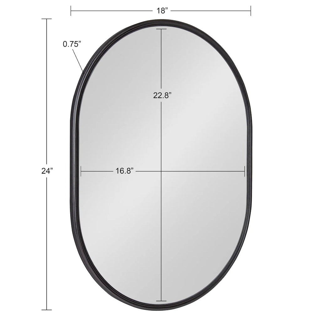 Modern Capsule Framed Wall Mirror, Decorative Oval Accent Mirror for Living Room, Bedroom and Entryway