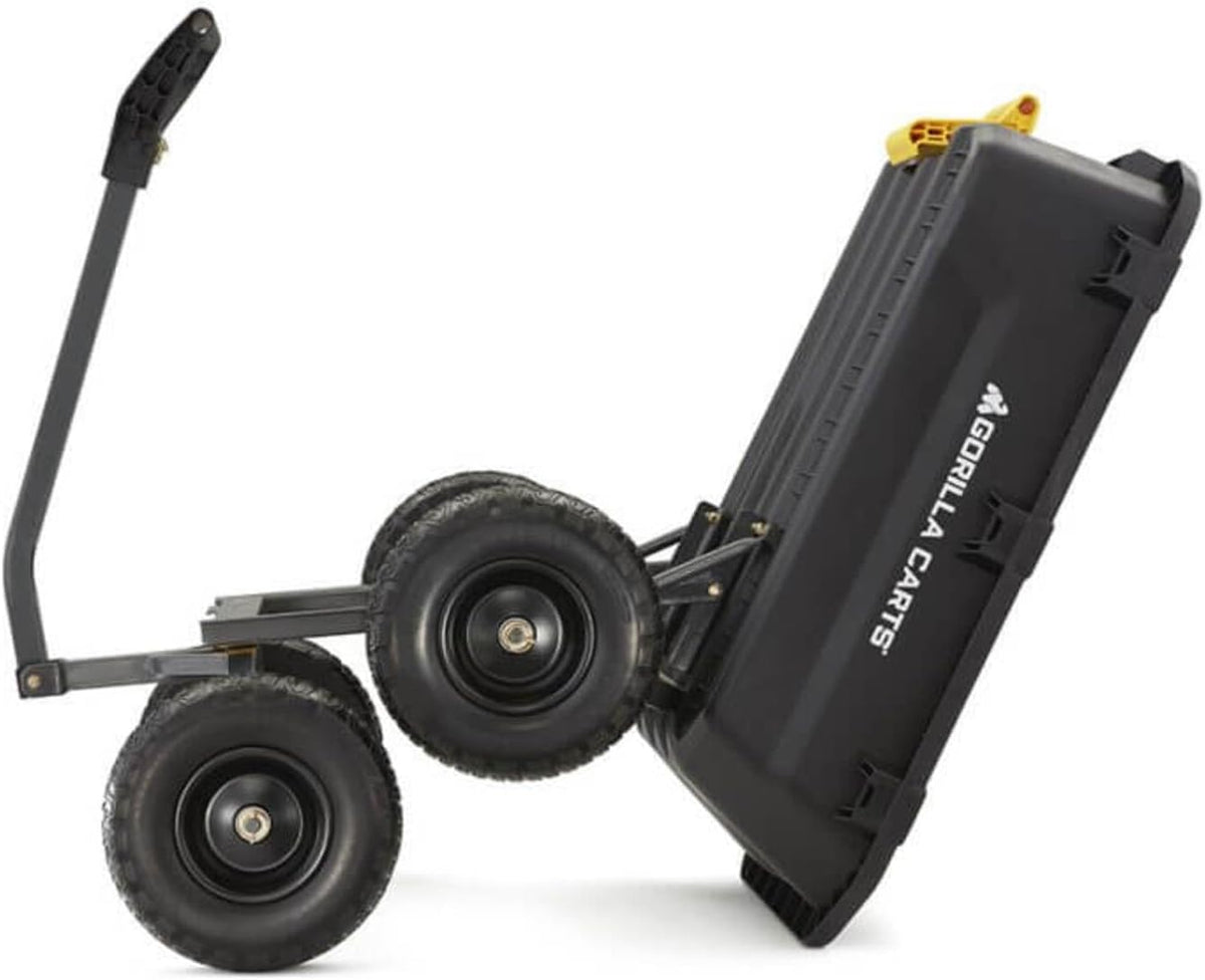 7-Cubic-Foot Poly Dump Garden Cart with No-Flat Tires, 1,200-Lb. Capacity, Black