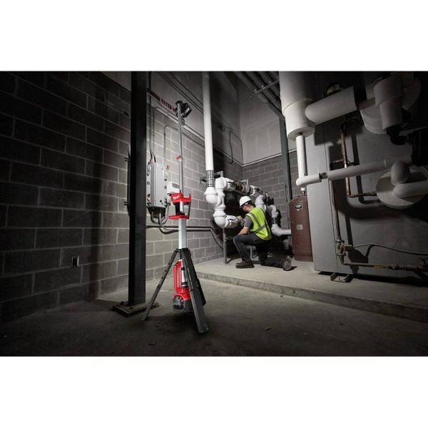 18V Cordless Rocket Tower Light – Dual Power LED Work Light with 2×6.0Ah Batteries
