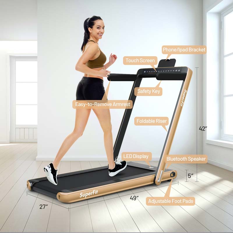 2-in-1 Folding Electric Treadmill, 2.25 HP, Under-Desk, with Dual Display and Smart App Control