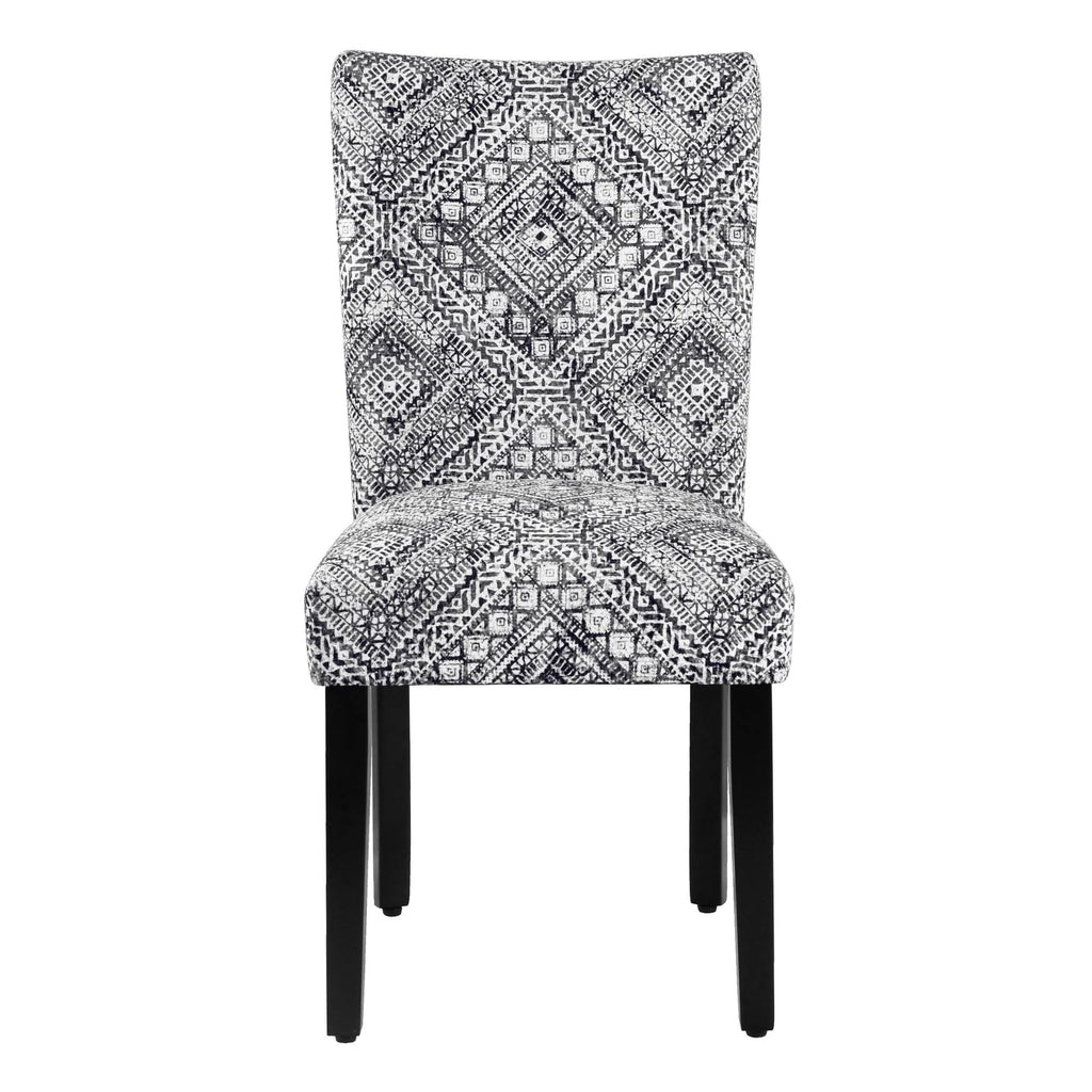 Set of 2 Upholstered Medallion Dining Chairs, Comfortable Parsons Style Chairs for Kitchen and Dining Room