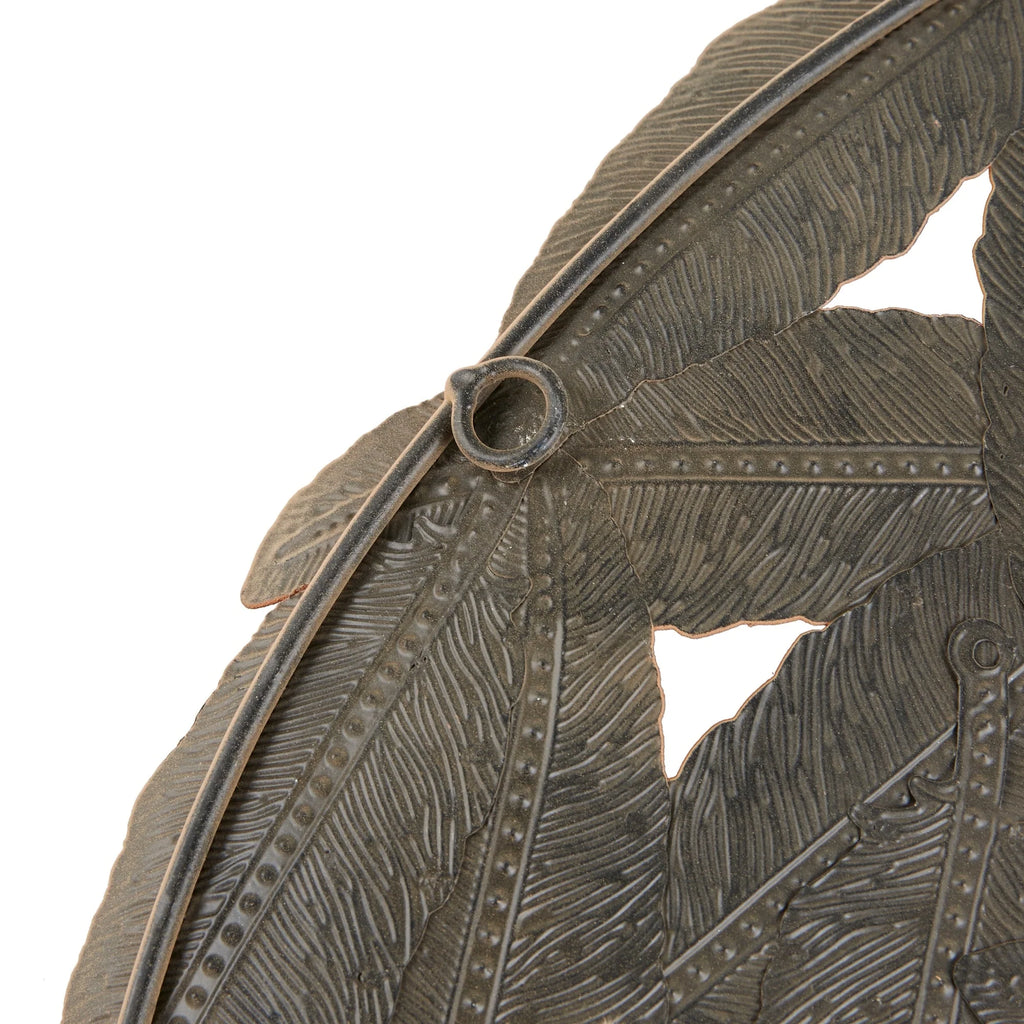 Textured Feather 3-Piece Metal Disc Wall Decor Set, Decorative Wall Art for Home